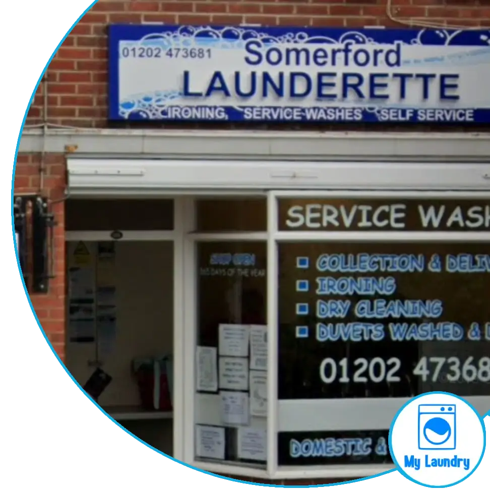 Somerford Launderette storefront in Christchurch