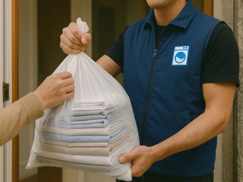 Clean laundry folded and ready for delivery to a Broadstone address