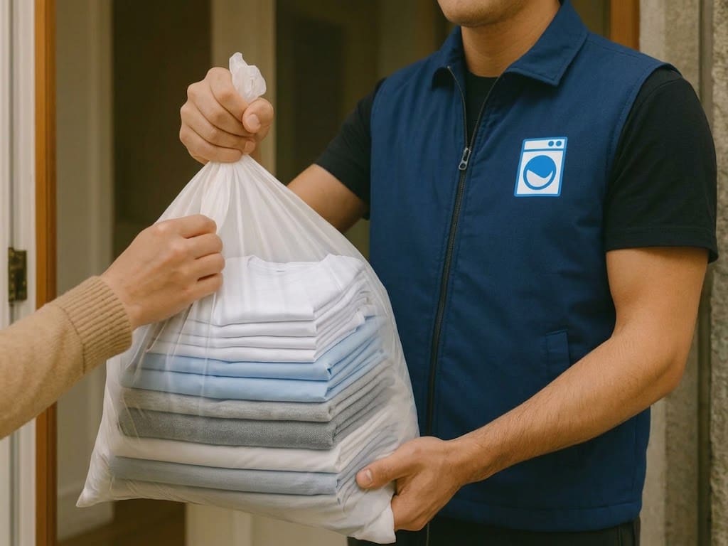 Freshly pressed shirts ready for delivery to an Iford address